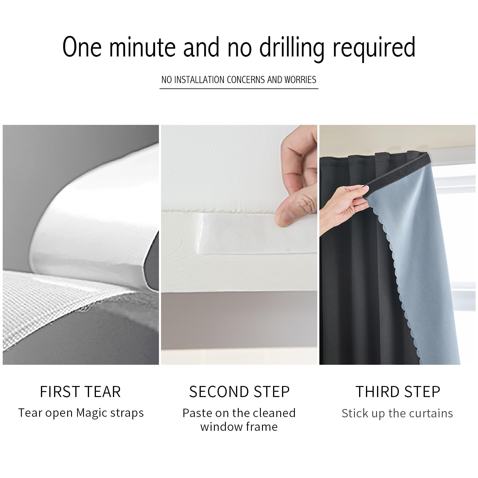 AJAZZ adhesive backing detail showing peel-and-stick edge for easy no-drill installation