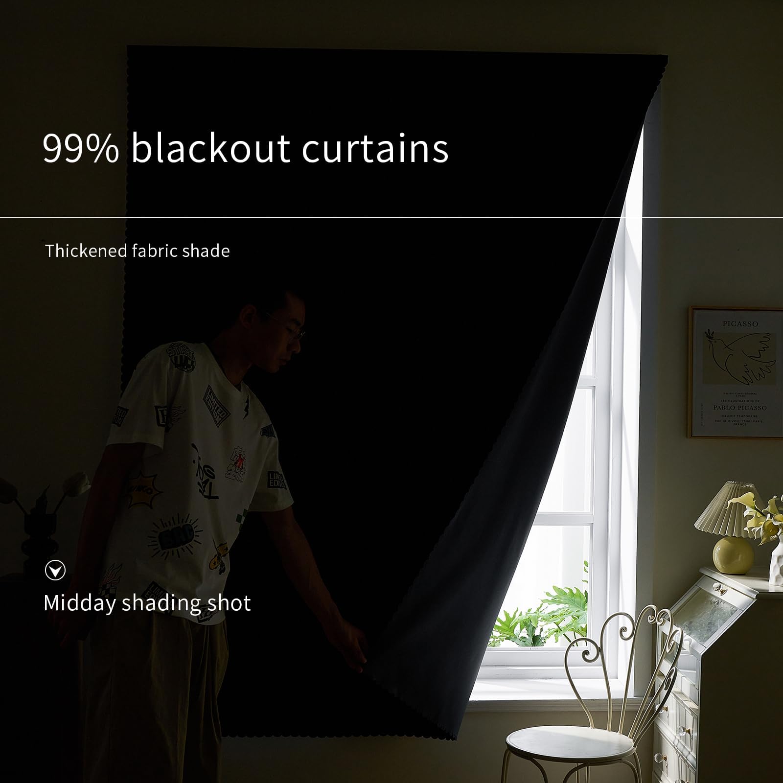 AJAZZ installed in bedroom demonstrating complete darkness and improved sleep environment
