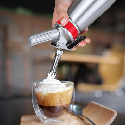 Ajimy dispensing action on dessert demonstrating fast, consistent whipped texture