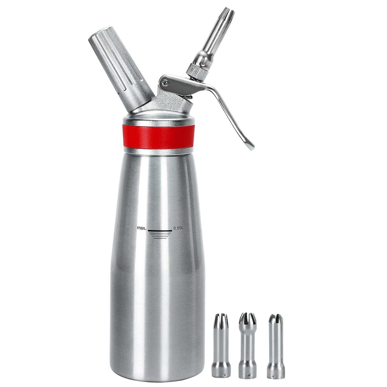 Ajimy front view canister showing aluminum finish and brand for reliable whipping