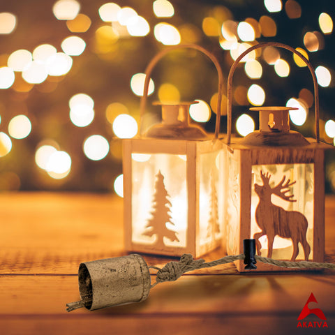 AKATVA bells displayed on porch creating welcoming seasonal ambience and melody