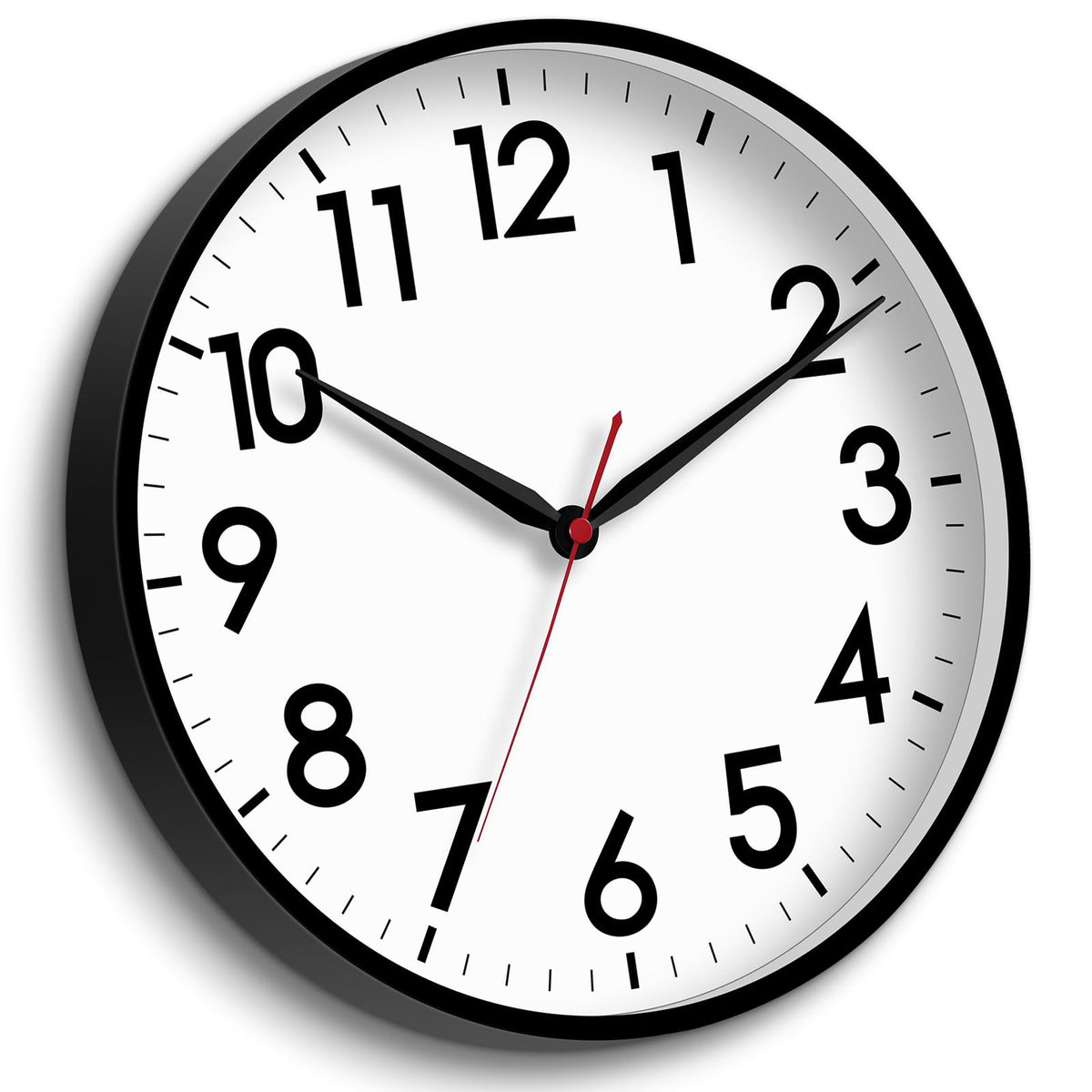 AKCISOT front view of 16-inch black clock showing clear numerals and easy reading