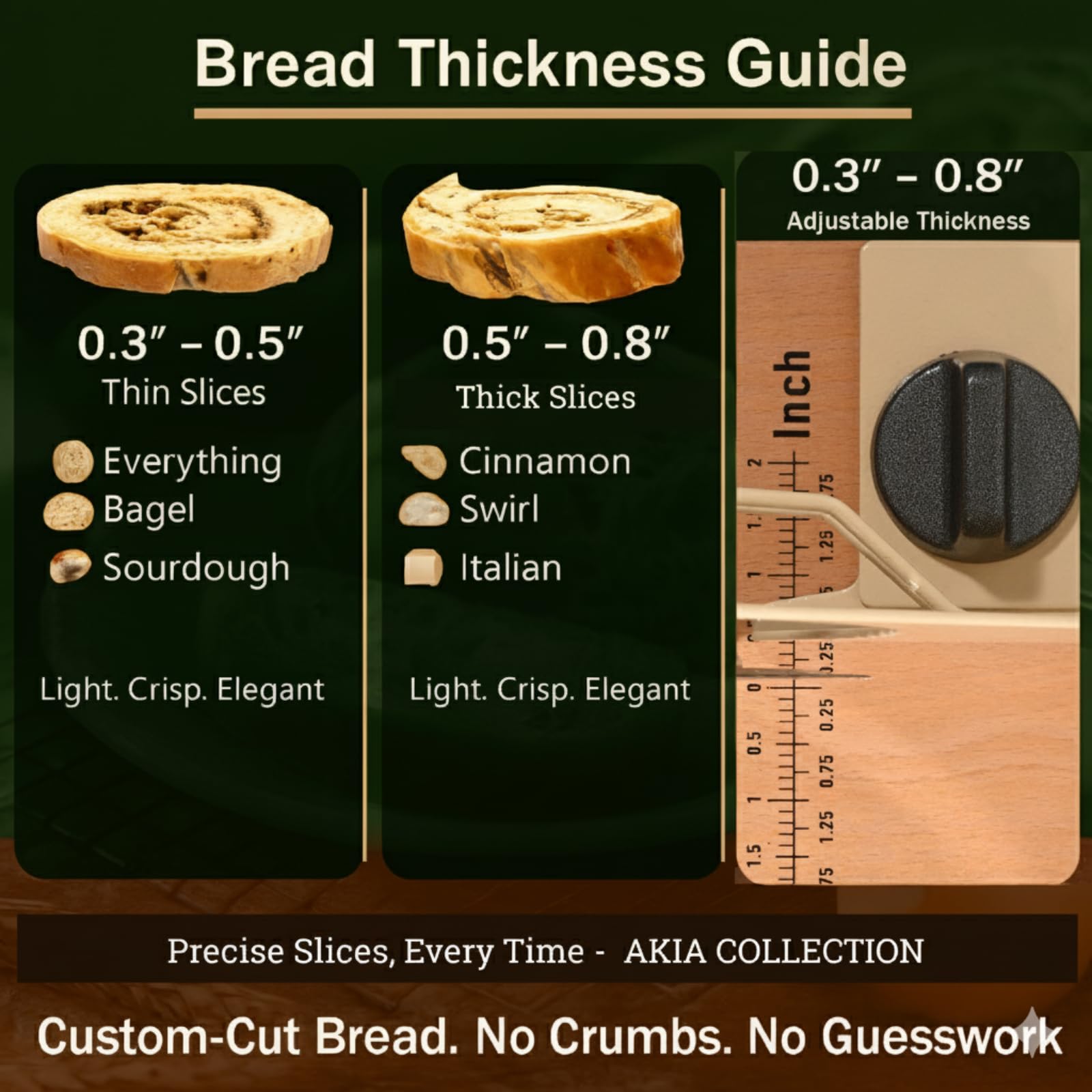 Akia Collection next to a full loaf for clear size and scale reference