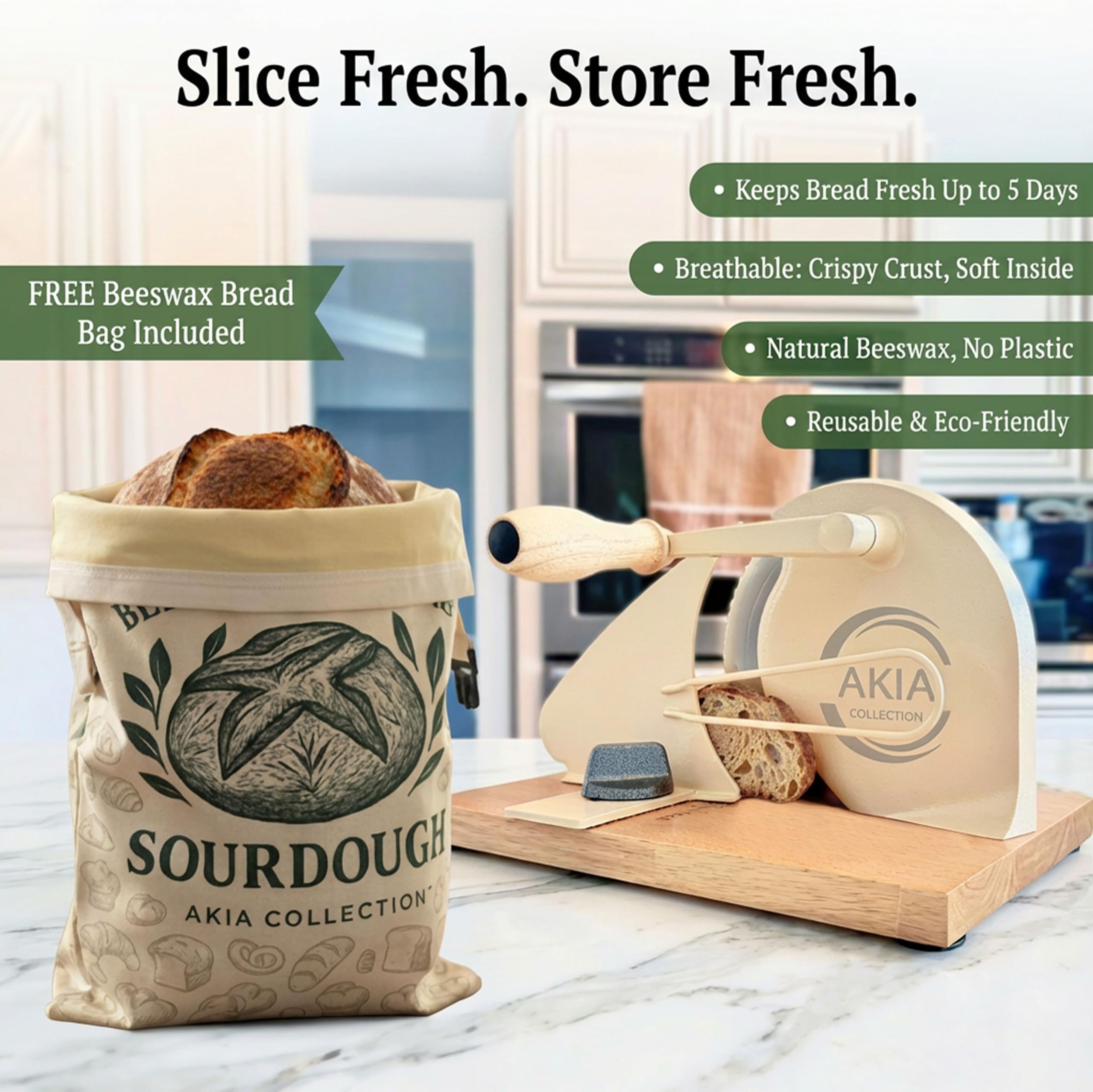 Akia Collection slicing a sourdough boule demonstrating clean crust-preserving cuts