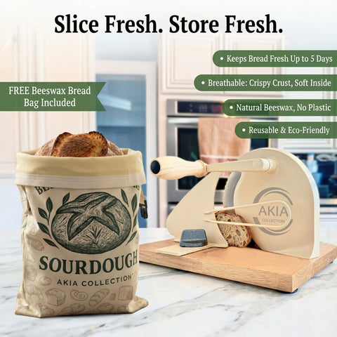 Akia Collection slicing a sourdough boule demonstrating clean crust-preserving cuts