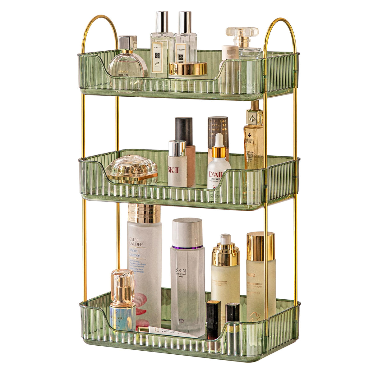 akinbas front view vanity organizer showing full storage and tidy countertop benefit