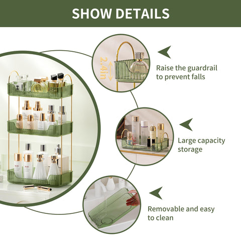 akinbas lower tier arranged with makeup and brushes for organized routine benefit