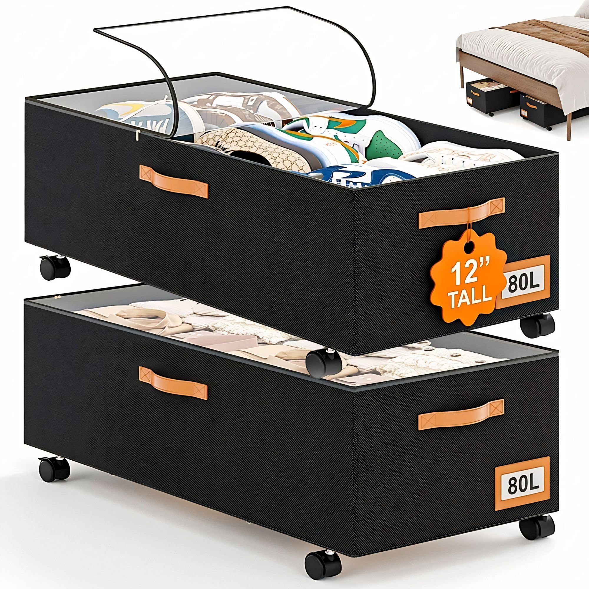 AKODENORA front view showing full bin and benefit of space saving