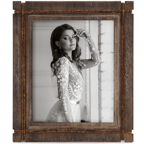AKRILANE front view of 8x10 rustic picture frame showing finished look and benefit display-ready