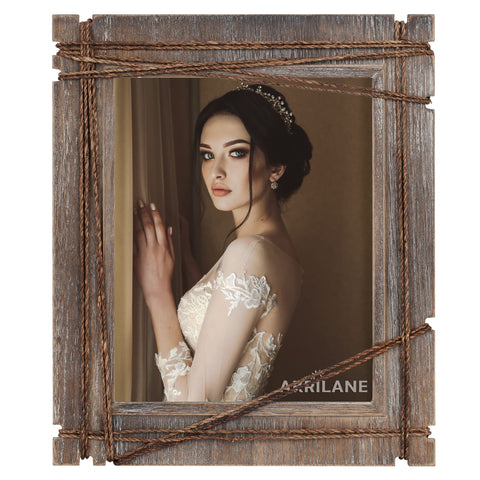 AKRILANE front view of 8x10 rustic frame showing vintage charm and display clarity