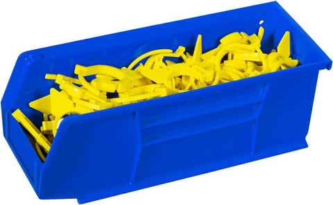 Akro-Mils bins mounted on louvered panel for modular storage solutions