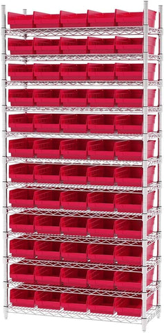 Akro-Mils bin loaded on a garage shelf demonstrating sturdy tool storage