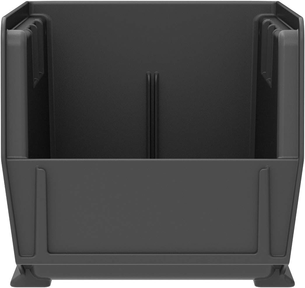 Akro-Mils bins on classroom shelf organizing supplies with visibility benefit