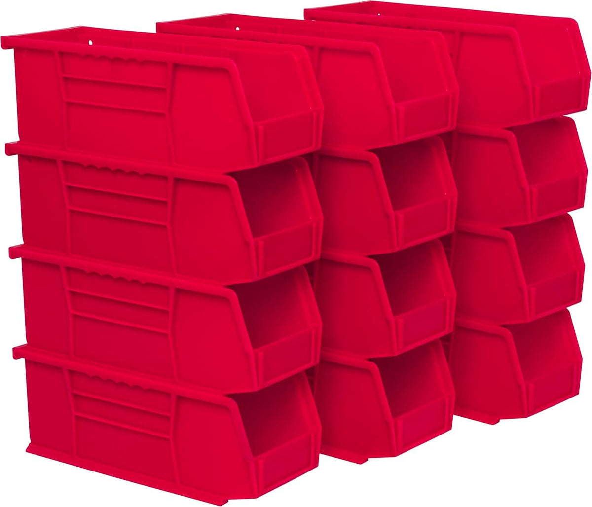 akro-mils front pack showing 12 red bins and clear benefit of bulk organization