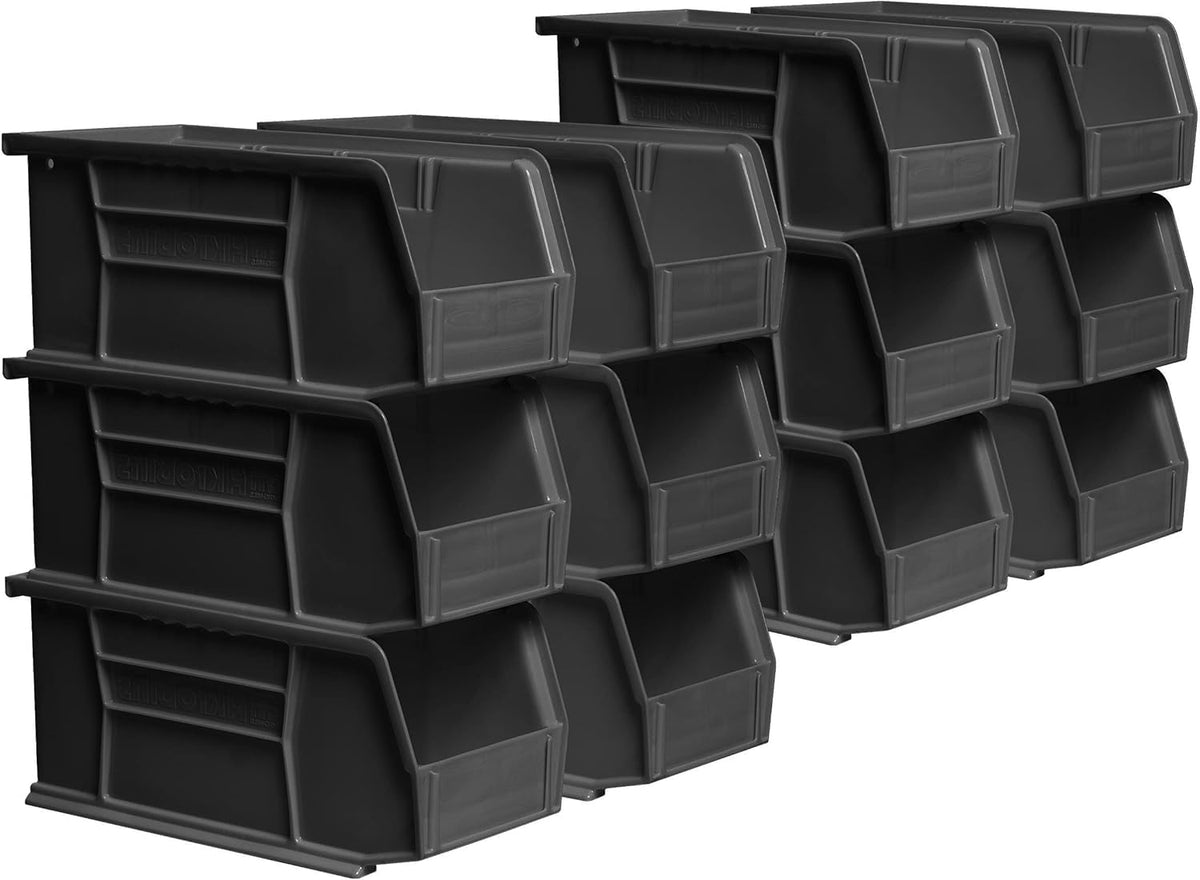 Akro-Mils front view of 12-pack showing durable bins and organized storage