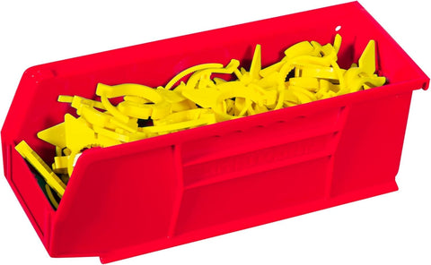 akro-mils bins suspended on louvered panel demonstrating hanging capability