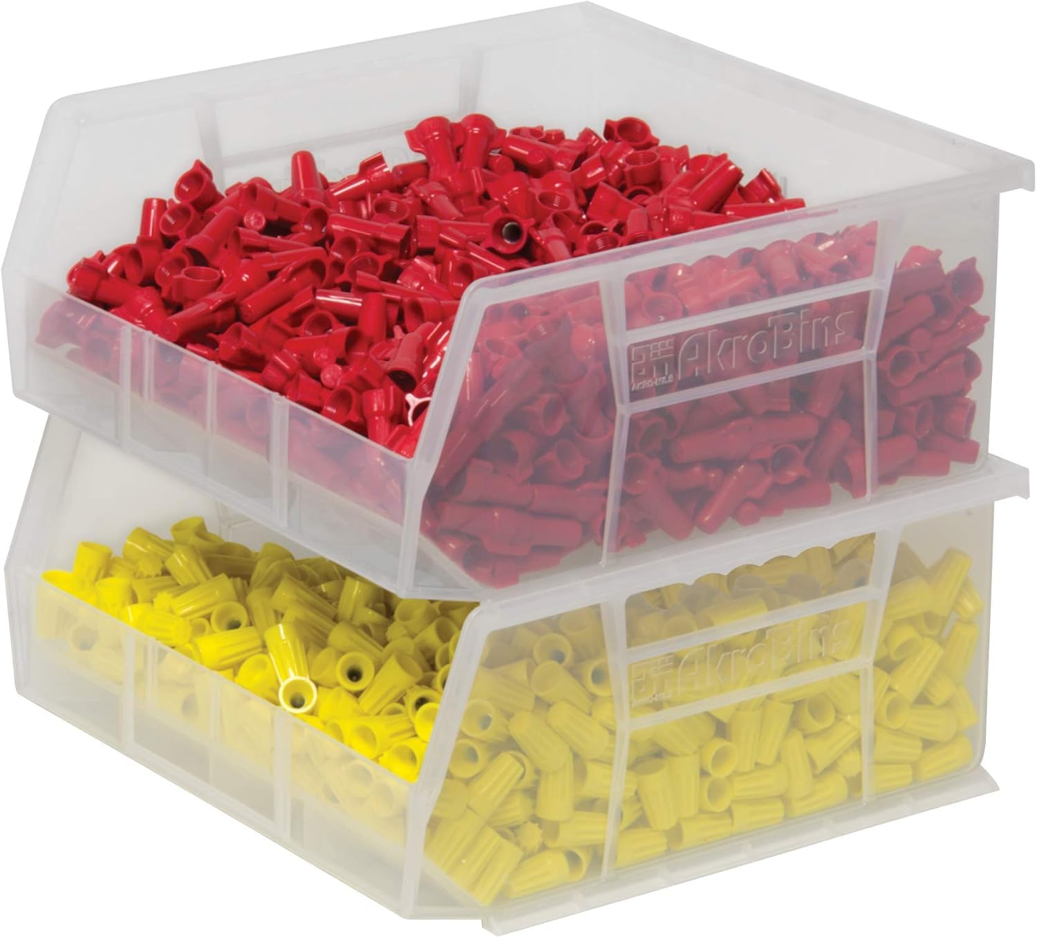 Akro-Mils bins in classroom storing supplies for tidy teaching spaces benefit