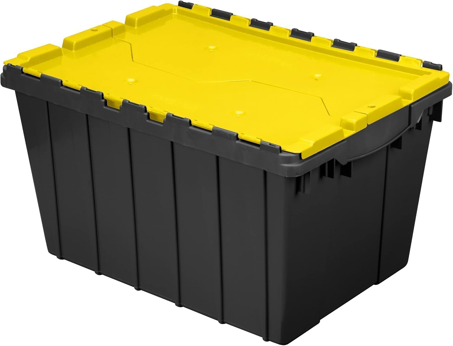 Akro-Mils KeepBox front view showing sturdy lid and stackable profile for organized storage