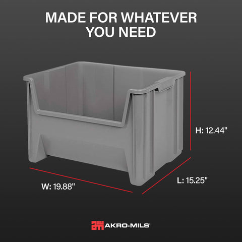 Akro-Mils wide hopper front open for quick access to contents and faster retrieval benefit