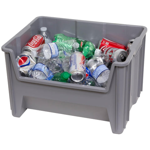 Akro-Mils bins in garage scene organizing supplies and maximizing floor space benefit