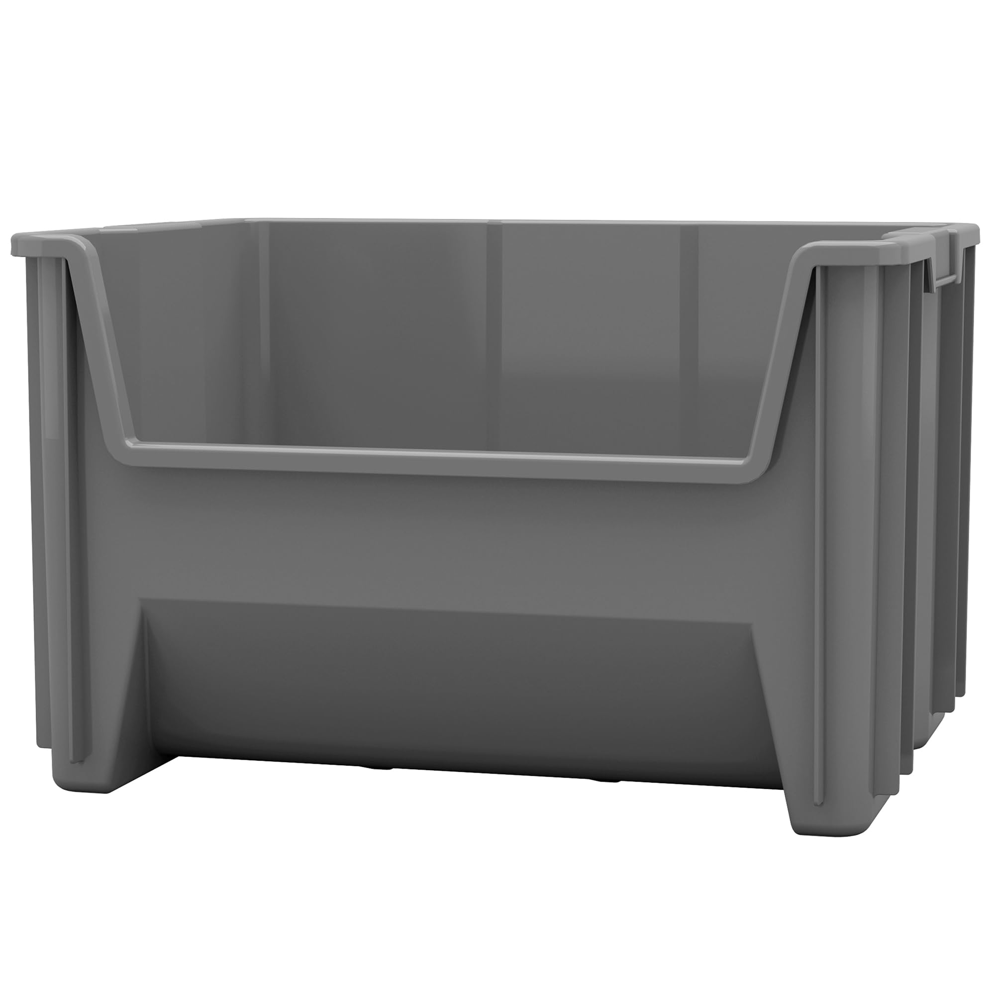 Akro-Mils bin beside a shoe to show scale and accurate size planning benefit