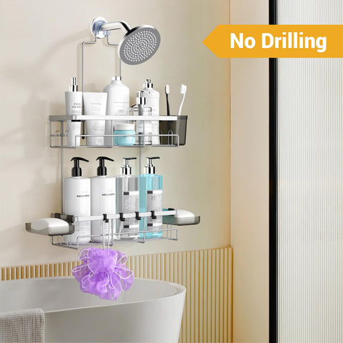 AKTECKE installed in an RV shower demonstrating space-saving storage benefit