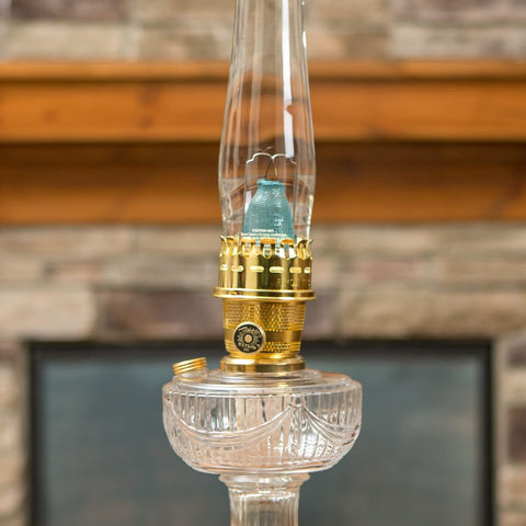 Aladdin R150 installed in an Aladdin lamp producing cleaner white light