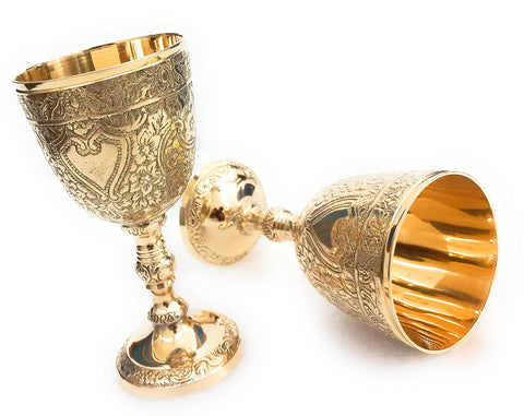 ALADEAN front view of chalice showing regal silhouette and decorative benefit