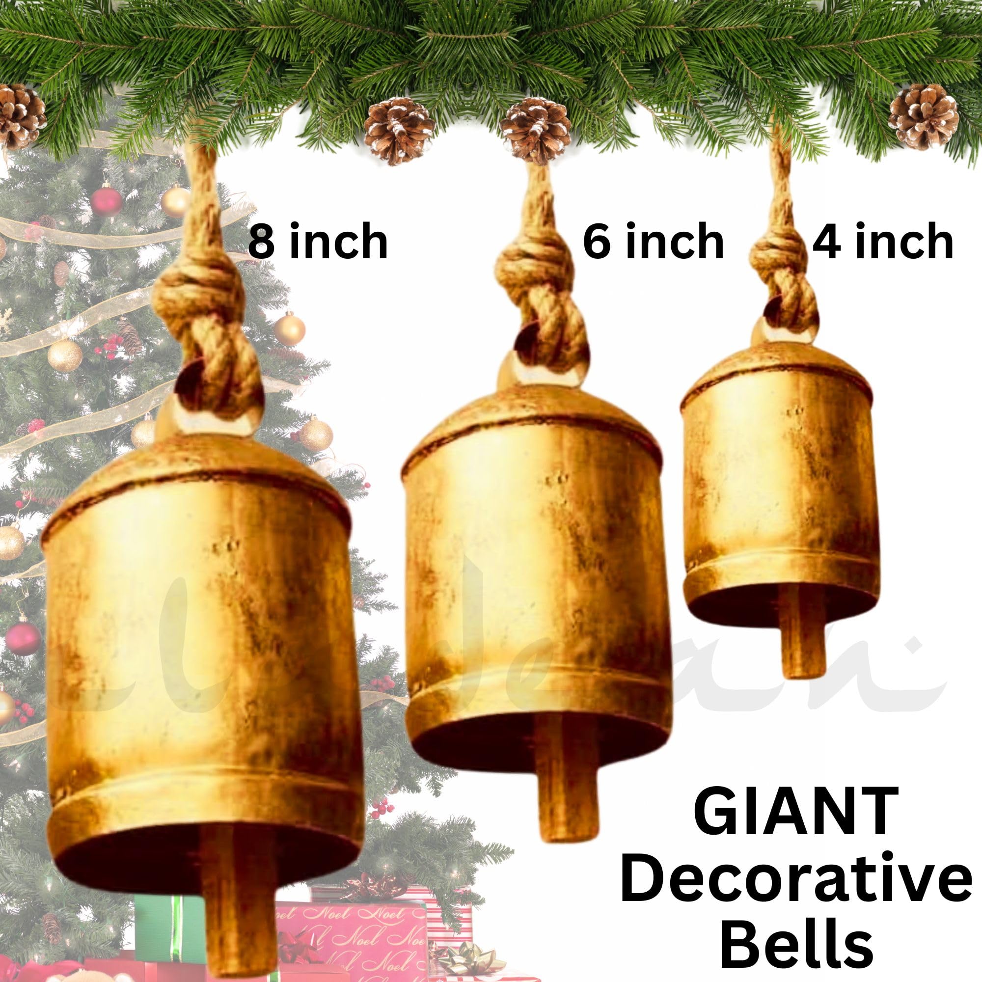 ALADEAN bells integrated into a Christmas wreath adding warm rustic holiday ambiance