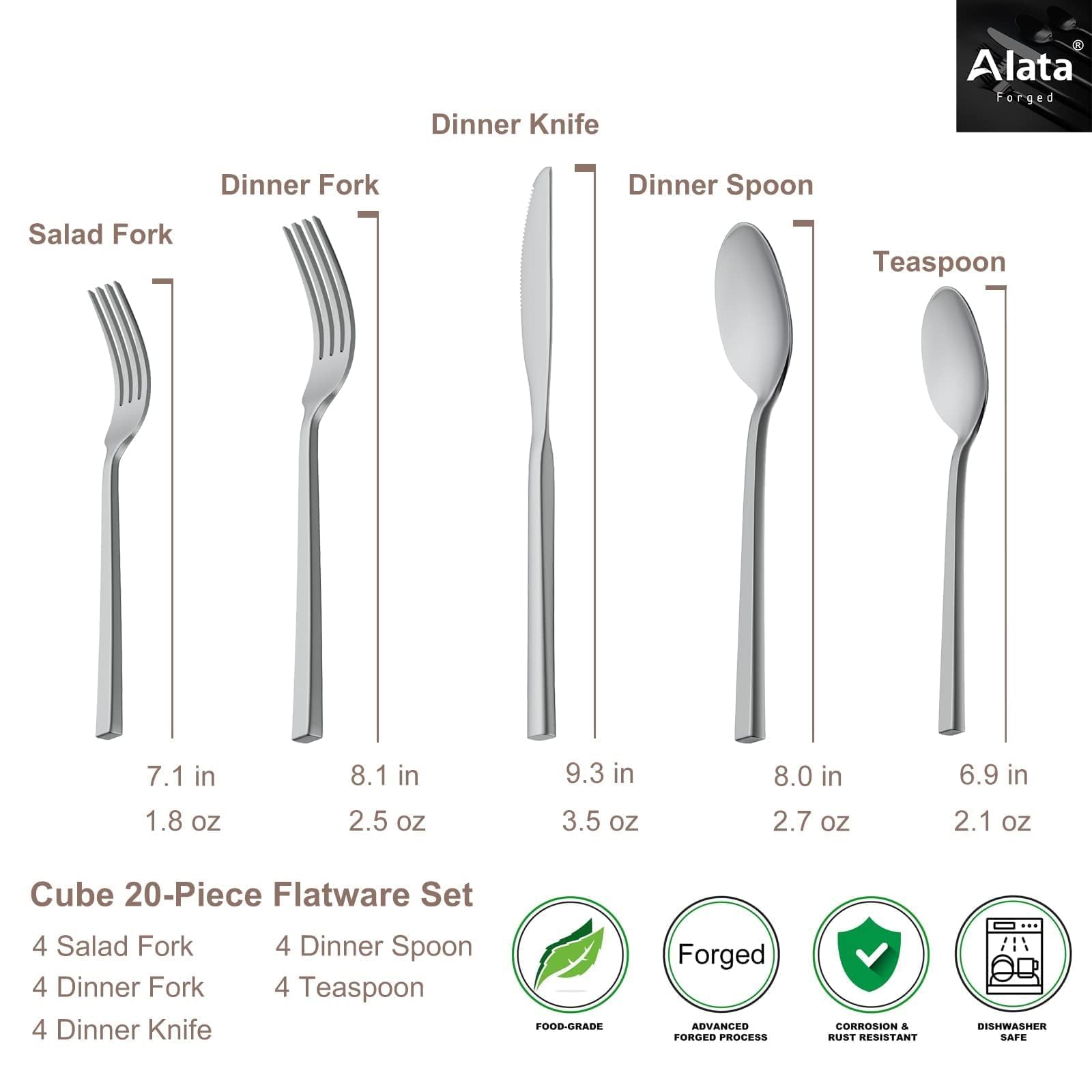 Alata fork and spoon group showing cohesive design for coordinated place settings