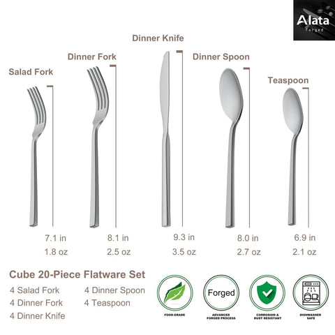 Alata fork and spoon group showing cohesive design for coordinated place settings