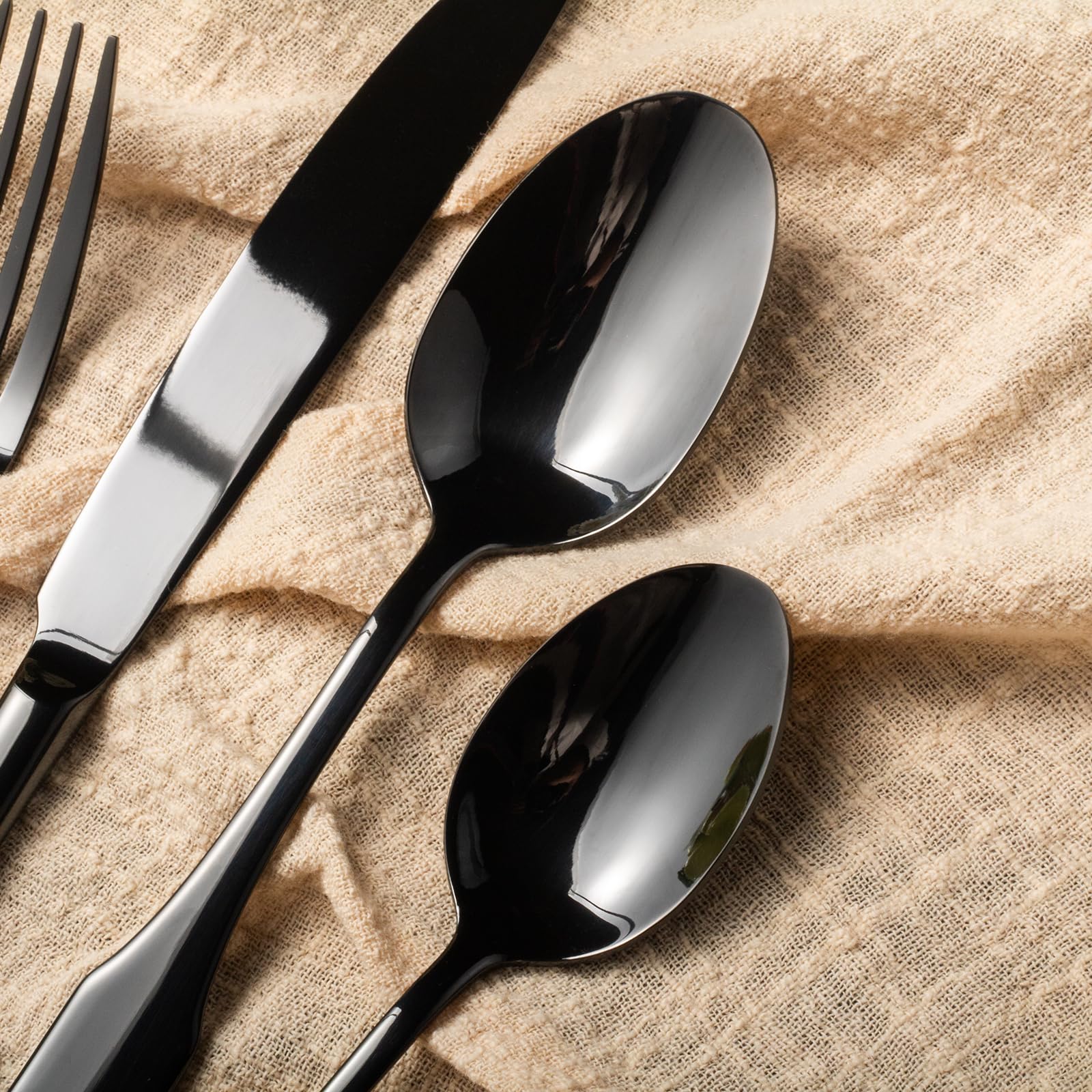 Alata Kate Black full 40-piece set laid on table showing ready-to-use presentation