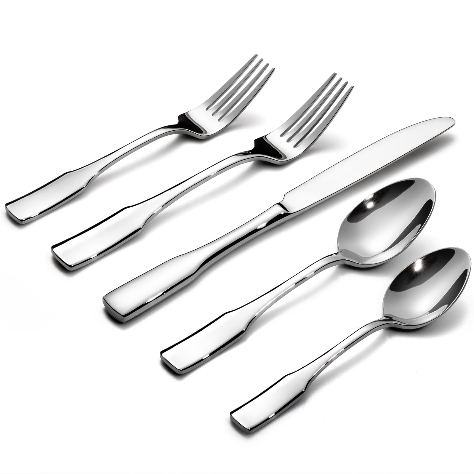 Alata flatware front view showing full 30-piece set, elegant presentation benefit
