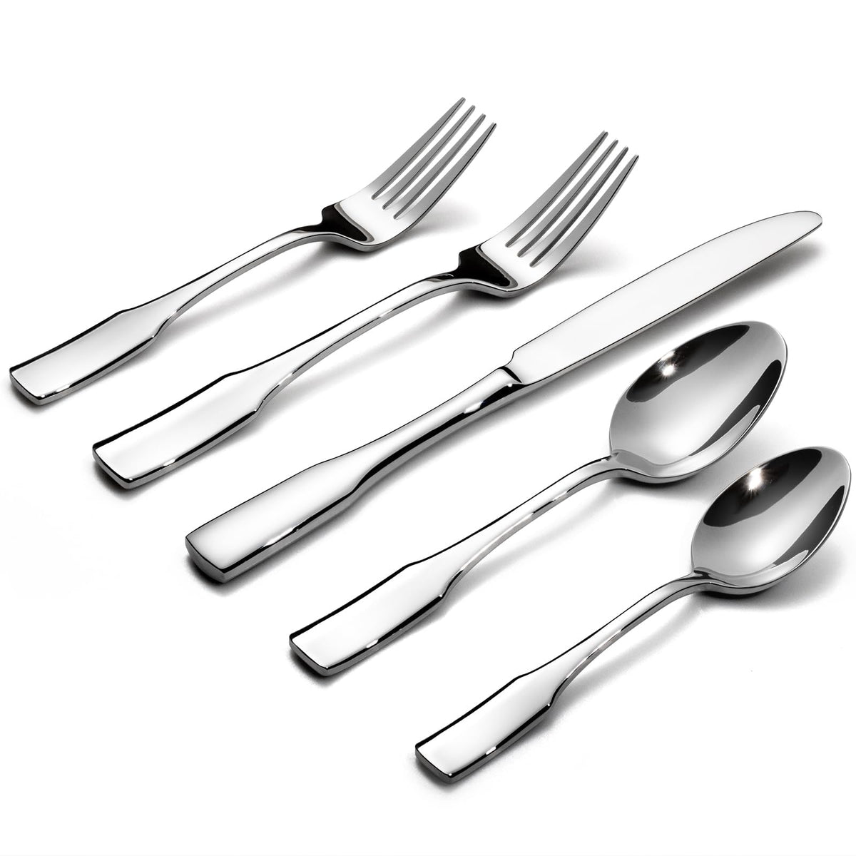 Alata flatware front view showing full 30-piece set, elegant presentation benefit