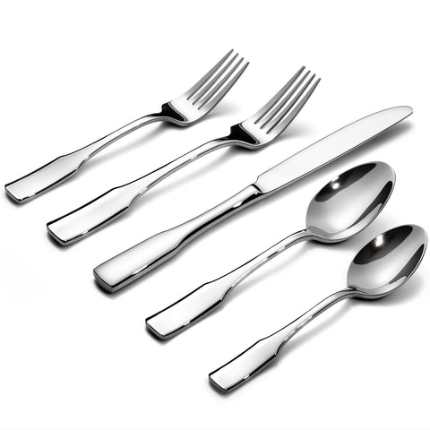 Alata flatware front view showing full 30-piece set, elegant presentation benefit