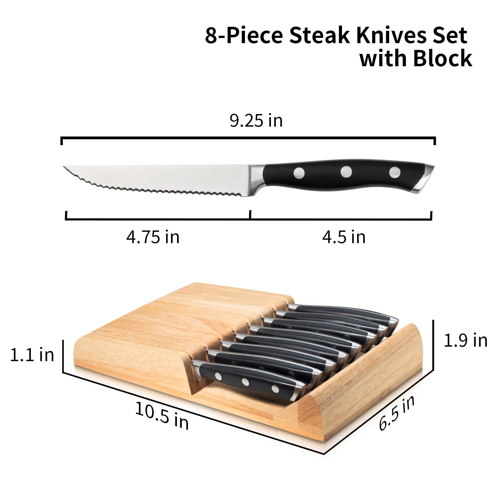 Alata knives block side profile showing compact footprint and countertop tidiness