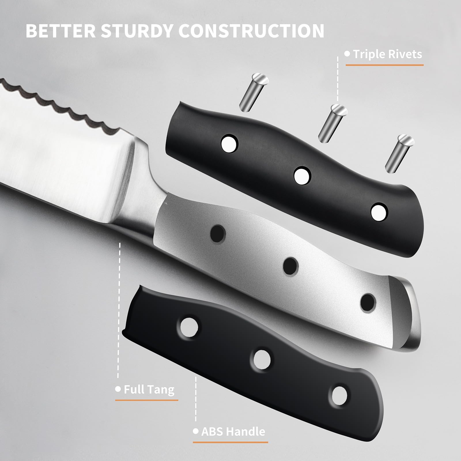 Alata full set laid out showing uniform knives for consistent table service
