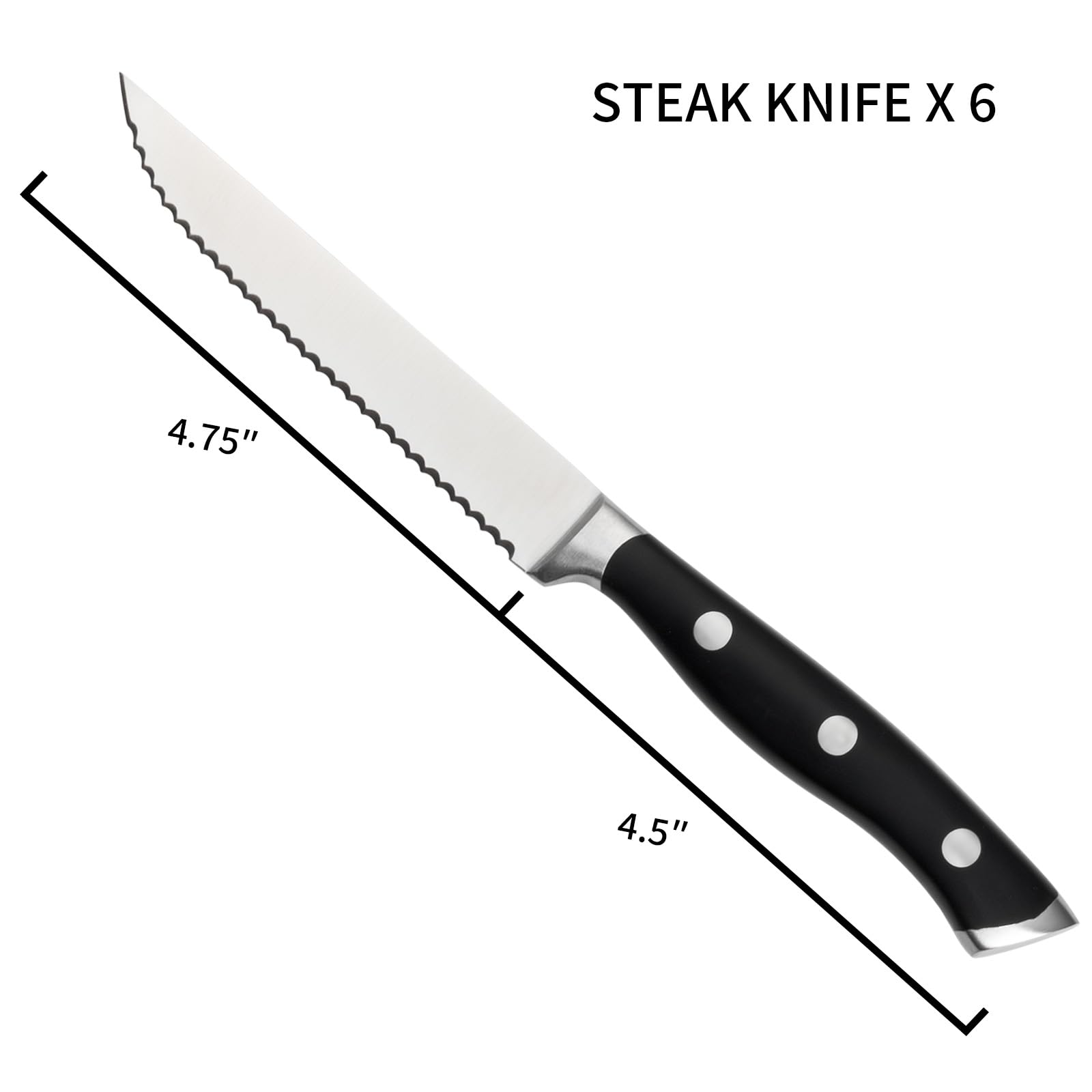 Alata knife in hand slicing steak demonstrating smooth, tear-free cutting