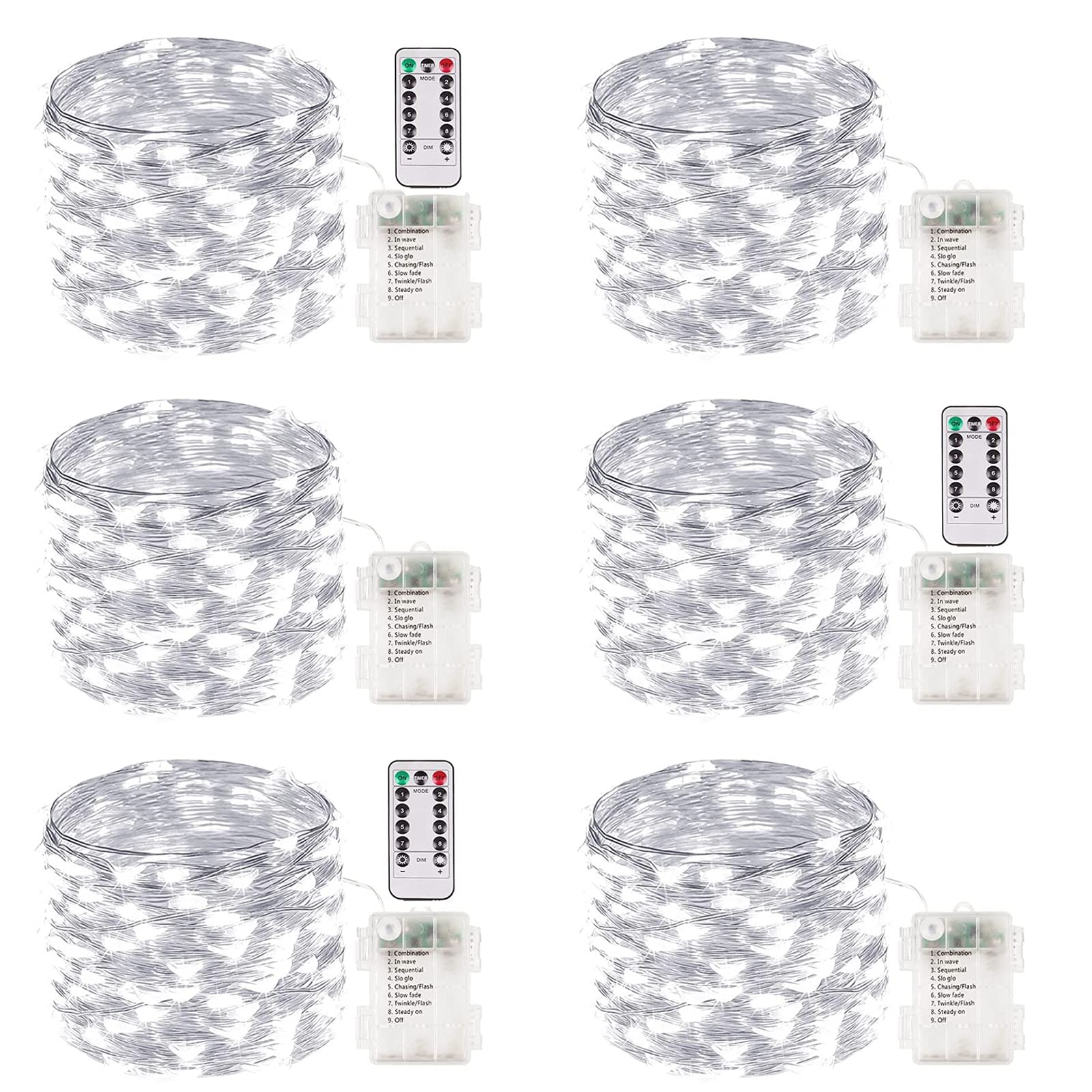 Albelt front packaging showing six 33ft cool white strings for easy setup