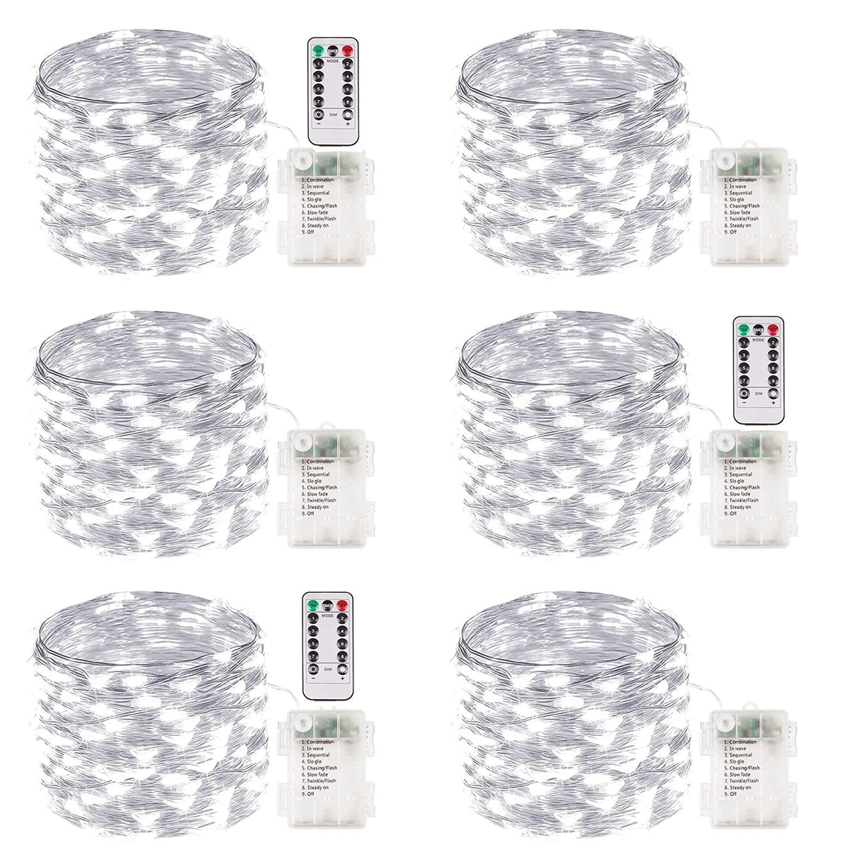 Albelt front packaging showing six 33ft cool white strings for easy setup