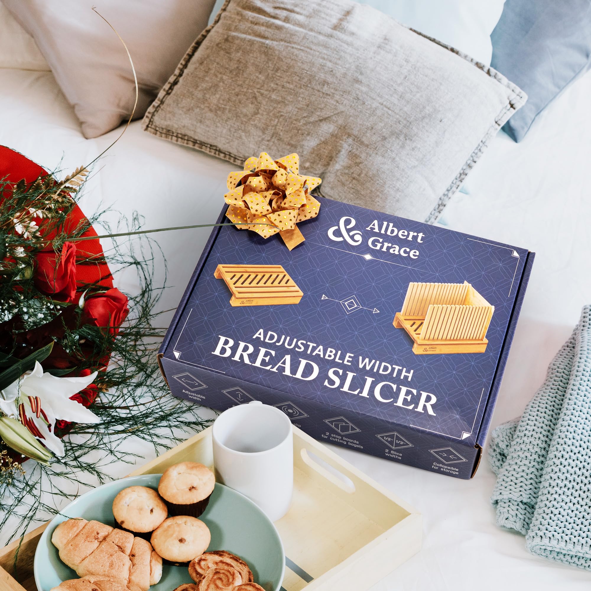 Albert&Grace on kitchen counter with bread and toast for home baker inspiration