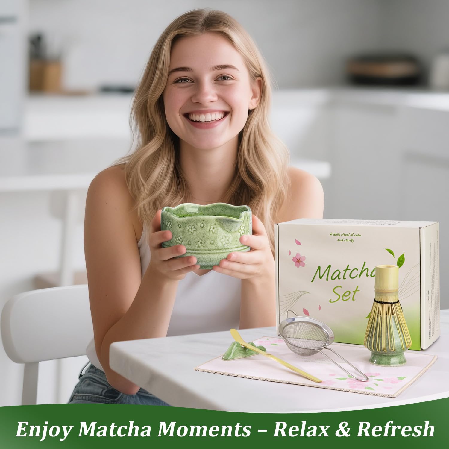 ALBISS stainless sifter top view ensuring smooth, clump-free matcha