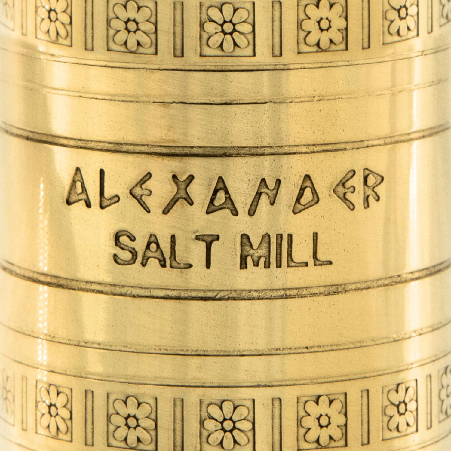 Alexander Home brass mill flanged base showing stability and secure tabletop benefit