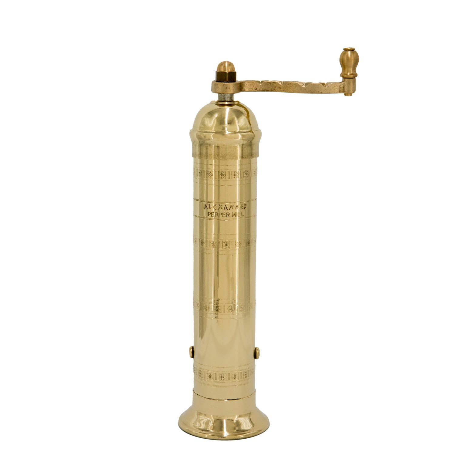 Alexander Home brass mill front view showing elegant design and durable build