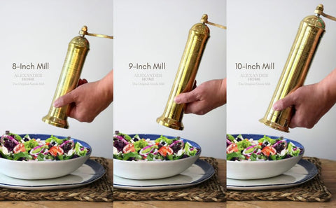 Alexander Home brass beside a spoon for scale showing compact, tall 9-inch size benefit