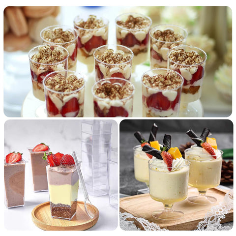 ALEXPRE clear plastic spoons with cups arranged for quick serving convenience