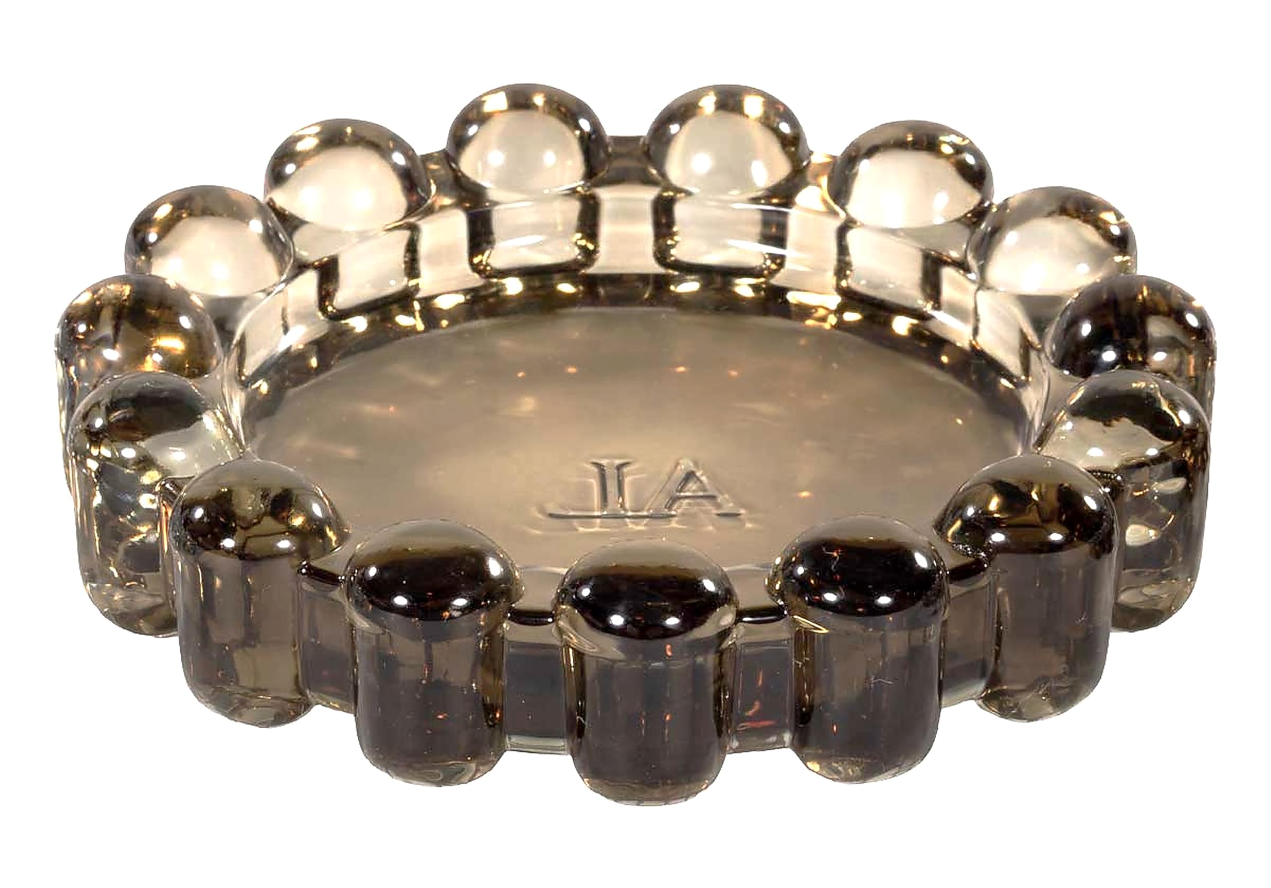 Alice Lane amber bubble dish front view highlighting elegant silhouette and visual warmth