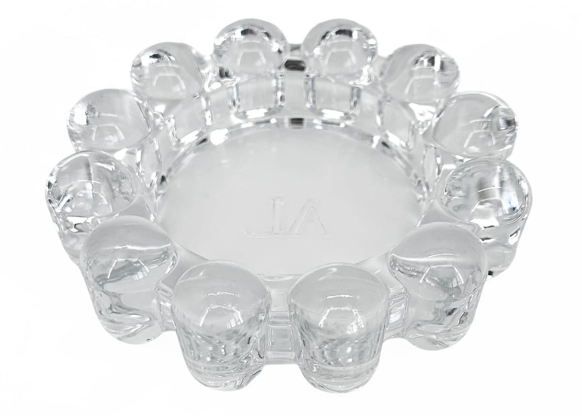 Alice Lane clear bubble dish front view showing sleek silhouette and surface protection