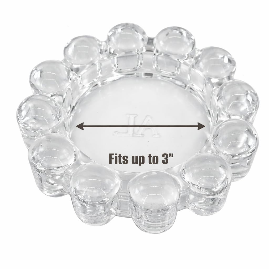 Alice Lane clear bubble dish with tealight demonstrating wax-catching function