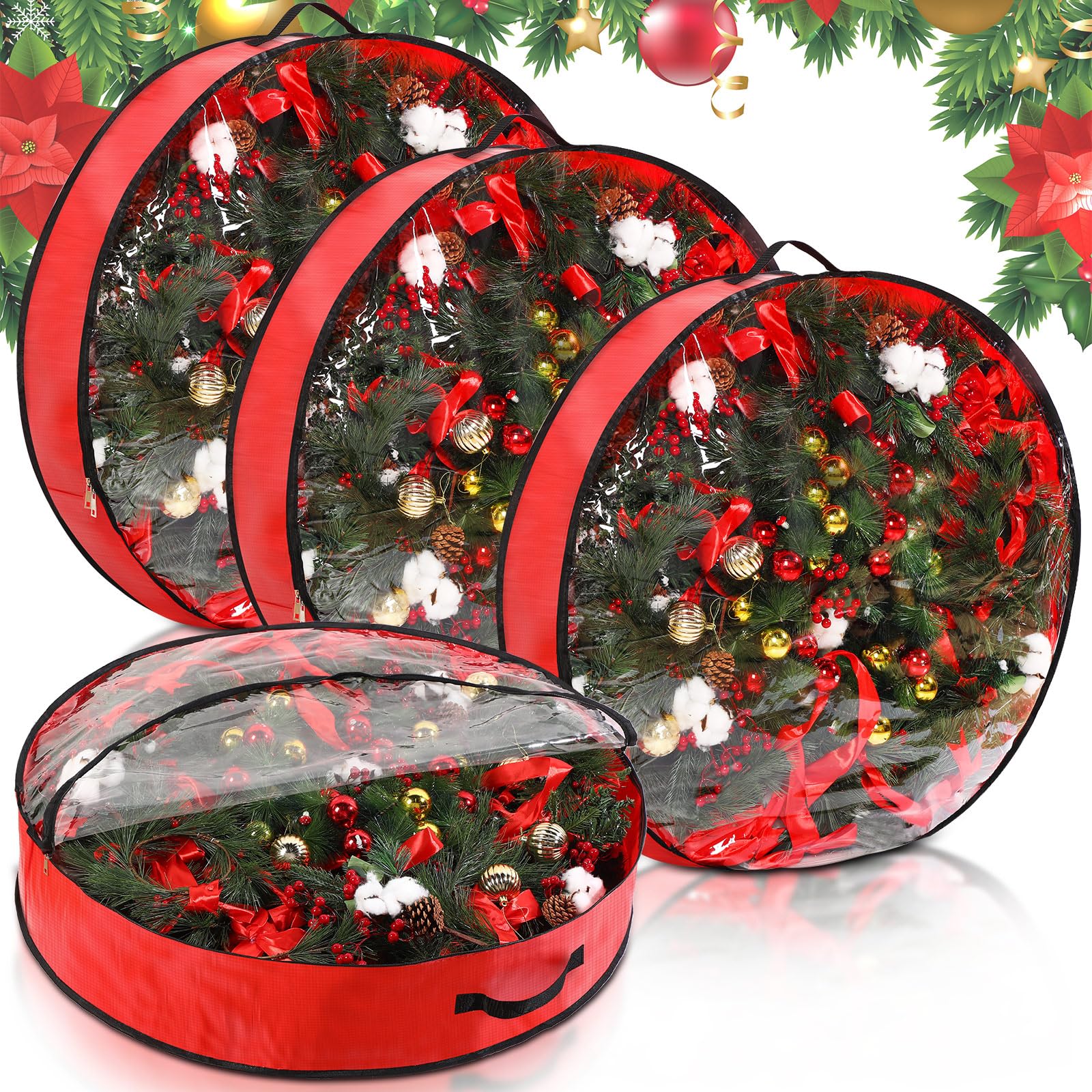 Aliceset front-facing red wreath bag showing full-size protection and neat storage